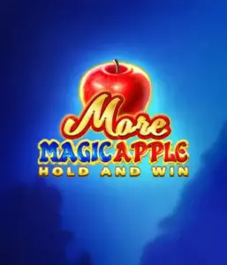 На изображении игрового автомата More Magic Apple от 3 Oaks Gaming, демонстрирующего сказочную атмосферу с персонажами из сказки, включая замки, магические яблоки и известных сказочных героев. В центре виден логотип игры More Magic Apple, окруженный яркими и привлекательными графическими элементами, создающими атмосферу сказочного приключения.